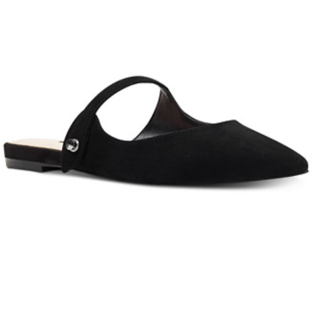 Nine West Camila Black Suede Slip On Mary Jane Pointy Toe Flats Size 7